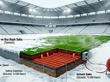 futbol sahası hibrit çim zemin ısıtma